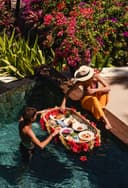 Breakfast experience presented in a pool
